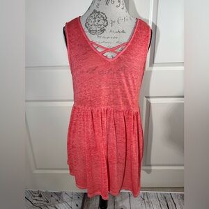 True Craft Vibrant Coral Sleeveless Tunic Top Large